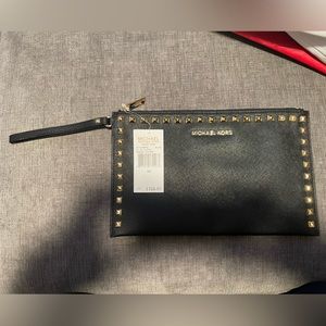 Michael Kors Selma Studded Large Zip Clutch